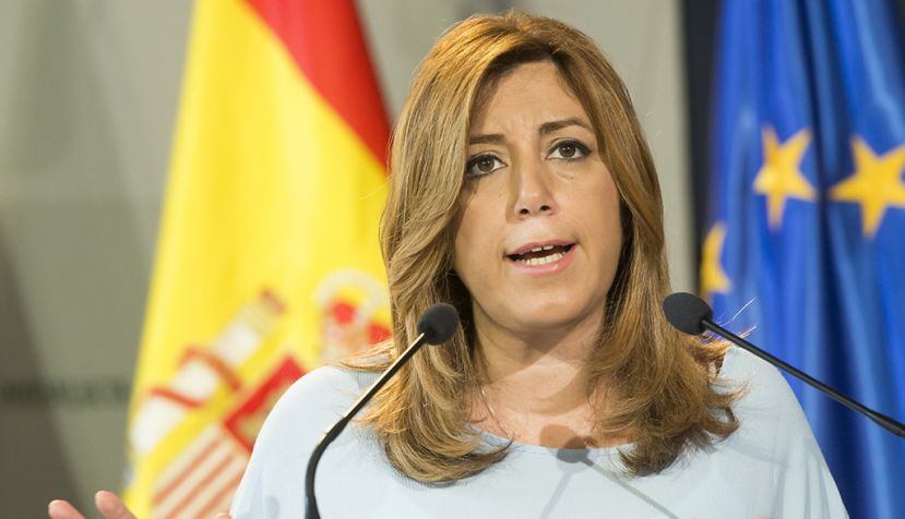 SEVILLA, 26/05/2017.- La presidenta de la Junta, Susana Díaz durante su intervención en el acto de presentación a las entidades del sector el proyecto de Ley de Voluntariado, que fue aprobado este martes en el Consejo de Gobierno. EFE/Raúl Caro